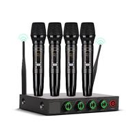 Microfoni Wireless, microfonico wireless a 4 canali Home Karaok Altoparlante PA Canto Party TV Microfono dinamico palmare professionale microfoni e ricevitore wireless