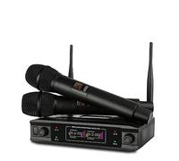 Microfoni Wireless, Microfono senza fili VHF a 2 canali Doppio di microfono dinamico tenuto in mano 50m for la riunione dell'altoparlante PA della scuola del partito della chiesa della fase microfoni