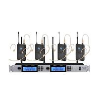 Microfoni Wireless, Microfono wireless 4 canali Microfono dinamico palmare Corpo in metallo for DJ Party Stage Church Show microfoni e ricevitore wireless(Headset microphone)