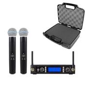 Microfoni wireless per canto, UHF Dual Handheld Dynamic Karaoke microfoni e ricevitore, 79,9 m, per matrimoni, DJ, feste, chiesa, eventi all'aperto, nero con custodia per il trasporto