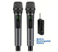 Microfoni Wireless Ricaricabili con Controllo Eco, Alti, Bassi e Volume per Karaoke