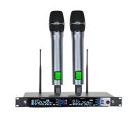 Microfonico Wireless Doppio UHF Con Gamma Di Frequenza Regolabile 2x100 Metri, Adatto For Canti Karaoke/esibizioni Sul Palco Riproduzione Chiara Del Suono