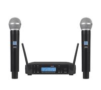 Microfonico Wireless Professionale Con Doppio Microfono Palmare Da 58 Pollici For Spettacoli Sul Palco UHF Dinamico 2 Canali 640~690 MHz Qualità Audio Senza Perdita Di Dati