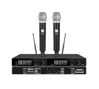 Microfonico Wireless UHF Professionale A Doppio Canale Microfono Dinamico Portatile Senza Fili For Karaoke Party 200 Frequenze Riproduzione Chiara Del Suono
