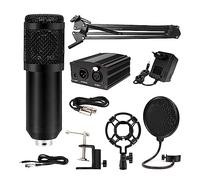 Microfono a condensatore con braccio a sospensione a forbice Microfono cardioide con scheda audio V8 for la registrazione del canto(US 5)