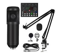 Microfono a condensatore con scheda audio live V8S (opzionale) for streaming live, canto, gioco(Style B Black)