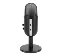 Microfono a condensatore, controllo del guadagno, silenzio, USB, microfono per PC con base di luce ambientale, supporto per videogiochi, streaming in