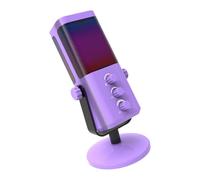 Microfono a condensatore da studio con effetti a LED, struttura in metallo, compatibile per lo streaming di podcast e volumi, manopola di controllo microfono a condensatore con illuminazione a LED