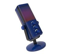 Microfono a condensatore da studio, effetti LED, costruzione in metallo, compatibile con impostazioni podcast, controllo del volume, manopola del condensatore con illuminazione a LED