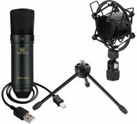 Pronomic USB-M 2000 BK Microfono a Condensatore per Podcast - Ideale per Strumenti, Voce e Parlato - Capsula Elettrete a Condensatore Back 14 mm - Direttività Cardioide - 16 Bit / 48 kHz - Nero