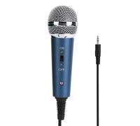 Microfono a Condensatore Professionale da 3,5 Mm per Karaoke, Microfono Portatile con Guscio in Metallo con Monitoraggio in Tempo Reale, Cavo TEP da 2 M, 1 + Adattatore Combinato (BLUE)