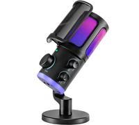 FIFINE AM6 AMPLIGAME - Microfono da gioco RGB, bilanciamento audio per giochi/chat, trasmissione USB e microfono di registrazione, microfono da scrivania per PC con cancellazione del rumore, per