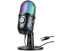 Microfono a Condensatore USB, Microfono RGB Luminescente Per Giochi Da Gioco Con Luce Sfumata a 7 Colori, Puntamento a Forma Di Cuore Per Un'accurata Raccolta Del Suono, Plug and Play