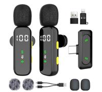 Microfono a cravatta senza fili con schermo LED, mini micro-cravatta, microfono senza fili per iPhone, Android, iPad, per la registrazione video, lo streaming, le interviste, i vlog, Tiktok, Youtube