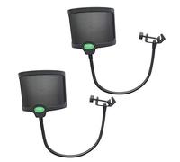 Microfono a doppio strato per parabrezza, filtro pop per registrazione vocale in metallo, isolamento acustico, set di 2