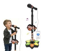 Microfono a stella con supporto, macchina per karaoke portatile per cantare, altezza regolabile, musica integrata, luci colorate, effetti eco, microfono giocattolo per karaoke per bambini