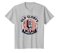 Microfono Aperto di Old Glory Maglietta, Bambini, Argento, 10 Anni
