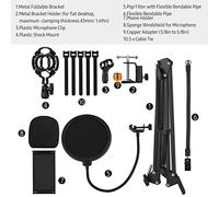 Microfono Arm supporto regolabile Desktop microfono staffa con Mic Clip | Suspension Boom Scissor Arm supporto,Plastica,1.69in,8in,Metallo 43mm,Installazione 8in,Regolazione 6.30in