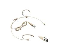 Microfono auricolare doppio over ear beige compatibile con sistema wireless AKG Bodypack trasmettitore con cavo da 1 m parabrezza mini XLR 3 pin TA3F spina
