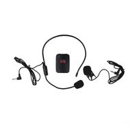 Microfono auricolare wireless, 1 trasmettitore FM con lavalier e microfono montato sulla testa per una trasmissione audio chiara fino a 30 m di portata, ideale per lezioni e discorsi di insegnamento