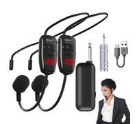 Microfono Auricolare Wireless - Microfono Ricaricabile Professionale | Doppio Di Portata E Portatile | Wireless Che Cancella Il Rumore Per Amplificazione Vocale, Parlare In Pubblico, L