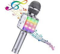 Microfono Bluetooth senza fili Telefono cellulare K Song Treasure Microfono Altoparlante integrato Home Wireless Condensatore Microfono (Argento)