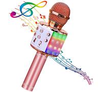 Microfono Bluetooth senza fili Telefono cellulare K Song Treasure Microfono Altoparlante integrato Home Wireless Condensatore Microfono (oro rosa)