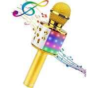 Microfono Bluetooth senza fili Telefono cellulare K Song Treasure Microfono Altoparlante integrato Home Wireless Condensatore Microfono (oro)