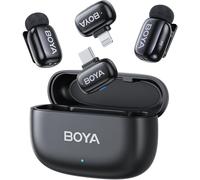 Boya MINI-12 - Microfono ultra-mini wireless 2TX-2RX a 2,4 GHz, nero