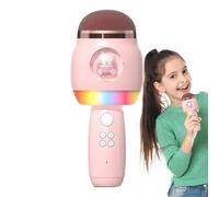 Microfono canto wireless per bambini, con luci a LED, per karaoke, portatile, per casa e all'aperto