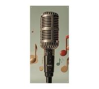 Microfono con nota musicale Copertura per porta Banner 90 x 180 cm Banner per feste Segnale di benvenuto stagionale Decorazione verticale Porta da appendere per portico Ingresso Decorazione da