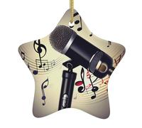 Microfono con nota musicale Stampa Decorazioni natalizie Appeso Albero di Natale Ciondolo Auto Interior Decor Donna Accessori Auto