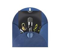 Microfono con note musicali stampa biglietti con buste, fibbia verticale d'amore vuota carta perlata imballaggio auguri di vacanza