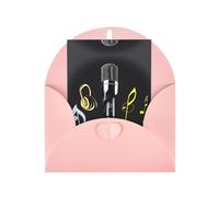 Microfono con note musicali stampa biglietti con buste, fibbia verticale d'amore vuota carta perlata imballaggio auguri di vacanza