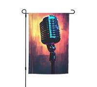 Microfono con note musicali stampa piccole bandiere per cortile giardino bandiera spessa per portici prati resistente allo sbiadimento