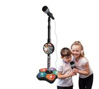 Microfono con supporto - Giocattolo canto portatile a 5 a LED | Set di giochi per macchina karaoke, strumento musicale per, regalo interattivo di performance sul palco per ragazzi e
