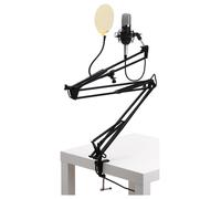 Microfono Condensatore Podcast Set Supporto a Forbice Filtro Pop Cavo Custodia