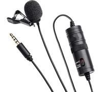 Microfono da bavero a clip per DSLR, smartphone, videocamera e registratori audio, include adattatore da 1/4", batteria LR44, parabrezza e clip, microfono lavalier per registrazione vocale chiara