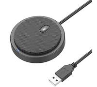 Microfono da conferenza USB aggiornato 2021 per computer, microfono a condensatore omnidirezionale a 360° con tasto mute, ideale per videoconferenze, giochi, chat, Skype, Plug & Play, Windows macOS