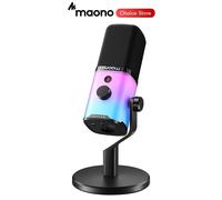 Microfono da gioco MAONO PD100X, microfono dinamico USB/XLR con Software EQ RGB, muto, Jack per cuffie, microfono per PC Podcast Streaming Gamer PS5/4
