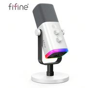 Microfono da podcast/gaming USB/XLR, microfono dinamico con illuminazione RGB regolabile, muto touch, jack per cuffie, supporto da tavolo, adatto per canto, gaming, live streaming, podcast - FIFINE AM