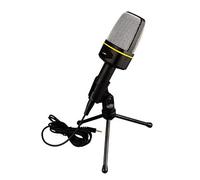 Microfono da Scrivania 3,5mm con Treppiede per Karaoke e Registrazione | Plastica, Riduce il Rumore di Fondo, per Streaming su PC e Voci, Uscita Sound Card