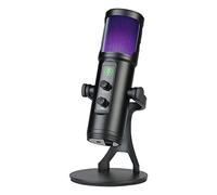 microfono da scrivania HUIOP Microfono a condensatore USB Microfono cardioide con luci colorate RGB Cuffie silenziose a un pulsante Monitoraggio in tempo reale con supporto microfono scritto