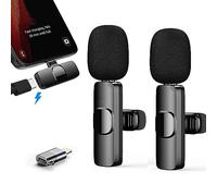 Micrófono de Solapa Inalámbrico Plug&Play para iPhone/iOS/Android, Microfono Inalambrico para Youtube, Facebook, Twitter, TIK Tok Video y transmisión en Vivo. (Viene con un adaptador)