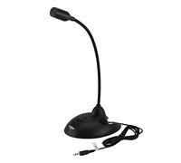 Microfono Desktop,ASHATA Microfono da Tavolo Flessibile a Collo D'Oca da 3,5 mm, Supporto Antiscivolamento Microfono a Condensatore per PC Stand Micro per Riunioni Aziendali, Chat Online, ECC.(Nero)