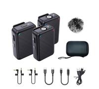 Microfono Di Registrazione Lavalier Wireless Di Microfono Con Risvolto A Doppio Canale Con 98 Piedi For Fotocamera DSLR For Smartphone DV Vlog Live(1 RX and 2TX)