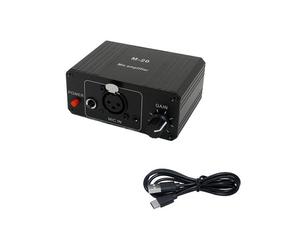 Microfono Dinamico A Condensatore Amplificatore M-20 Audio 48V Phantom Power Ricarica Nero per Scheda Audio Dal Vivo Altoparlante C