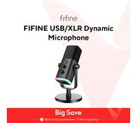 Microfono dinamico FIFINE USB/XLR con pulsante Touch Mute, jack per cuffie, controlli i/o, per mixer PC PS5/4, amplificatore per microfono da gioco AM8 AM8