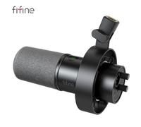 Microfono dinamico FIFINE USB/XLR con supporto antiurto, Touch-mute, jack per cuffie e controllo del Volume, per PC o registrazione della scheda audio-K688