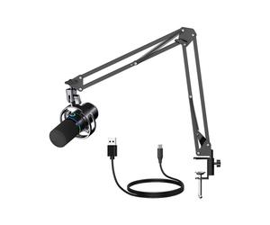 Microfono Dinamico USB XLR con Stent di Registrazione per Doppiaggio per il Collegamento Della Scheda Audio al Computer, Gioco di Canto Dal Vivo